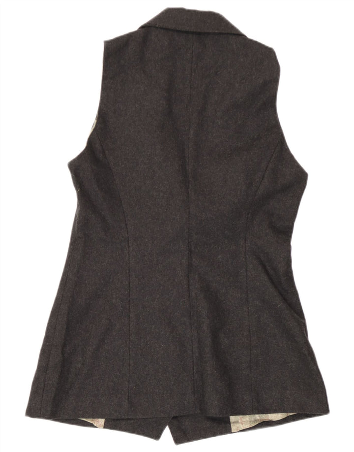 Vintage Damen Longline Weste UK 10 Kleine graue Wolle
