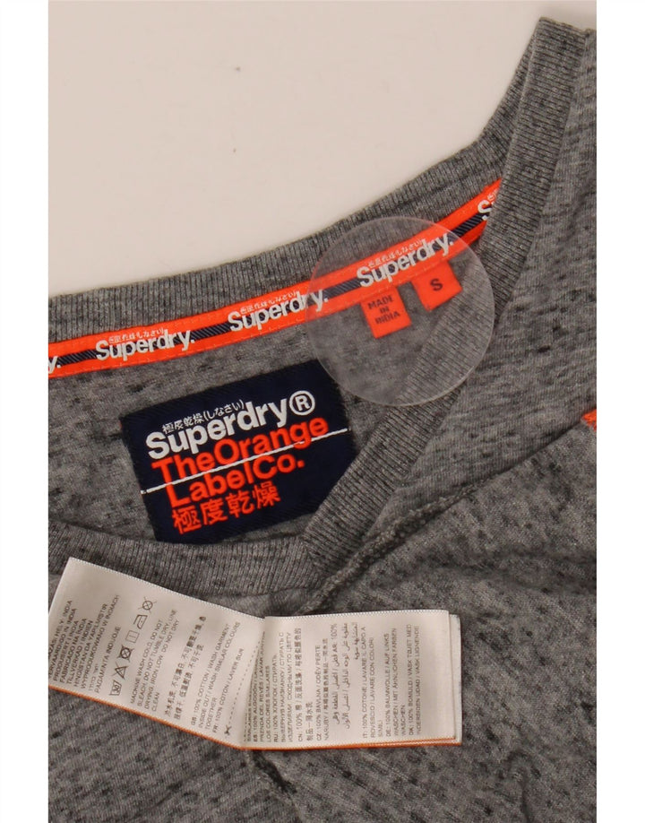 SUPERDRY Herren-T-Shirt-Oberteil, klein, grau gesprenkelte Baumwolle