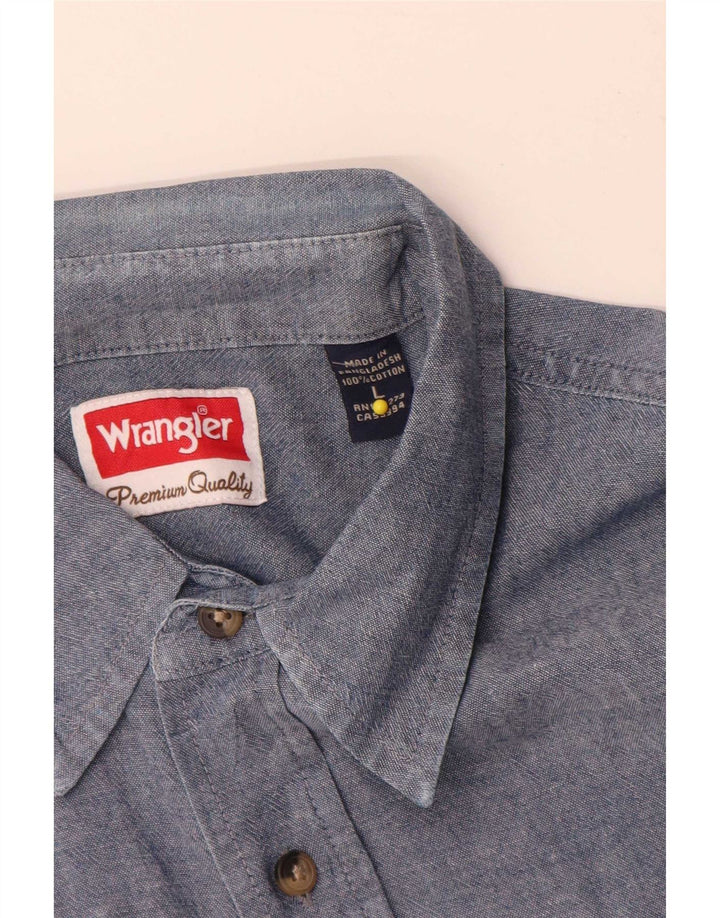 Wrangler Herren-Kurzarmhemd, groß, marineblau, Baumwolle