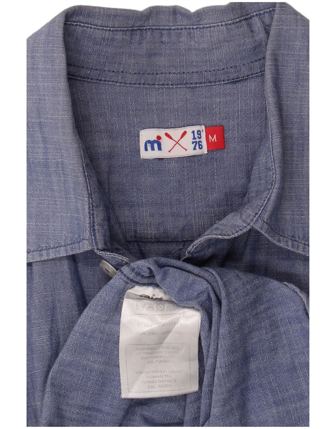 Vintage Herrenhemd mittelblaue Baumwolle