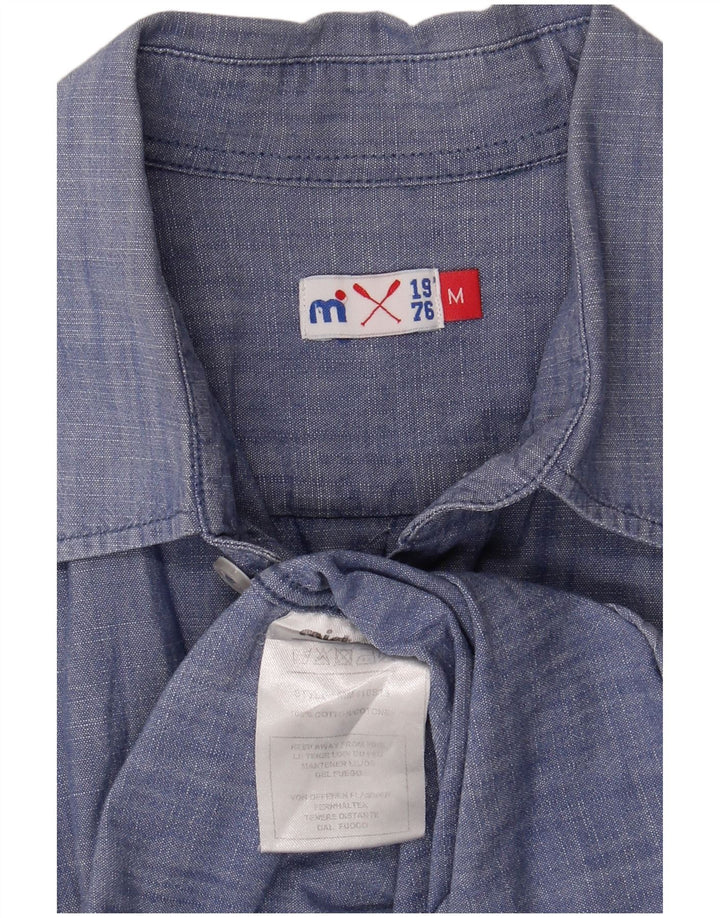 Vintage Herrenhemd mittelblaue Baumwolle