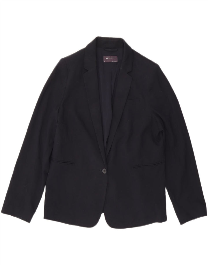 Marks & Spencer Damen-Blazer mit 1 Knopf, Gr. 14, Marineblau