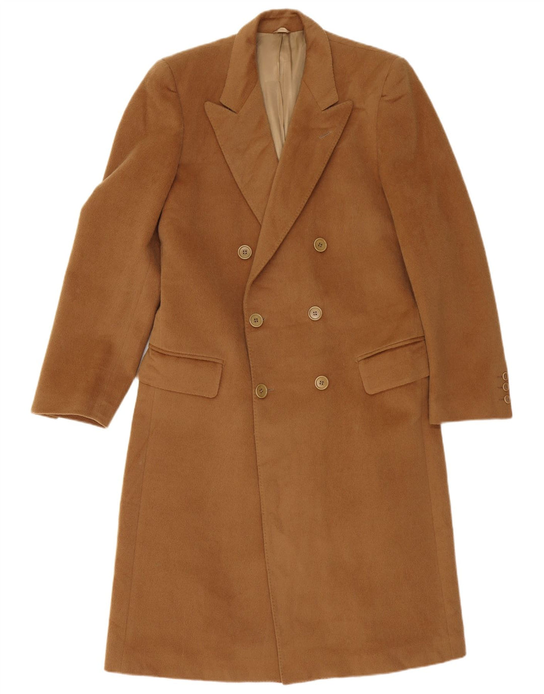 Elle Damen Zweireihiger Mantel 2XL Braune Wolle