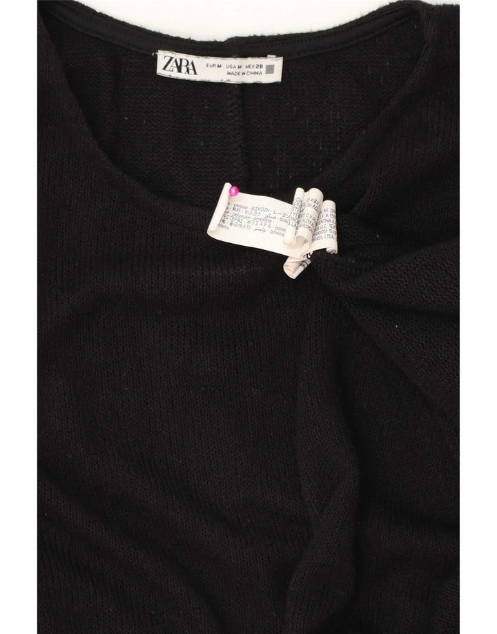 Zara Damen Poncho-Blusenoberteil UK 14 Mittelschwarze Viskose