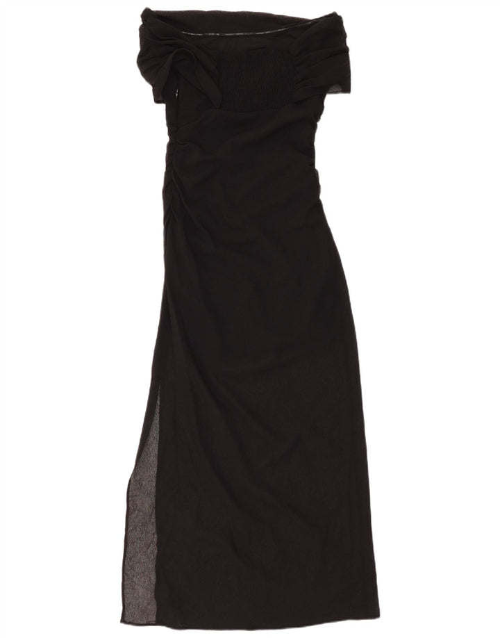 ZARA Damen Maxi-Schulterkleid, Größe S, Schwarz, Polyester
