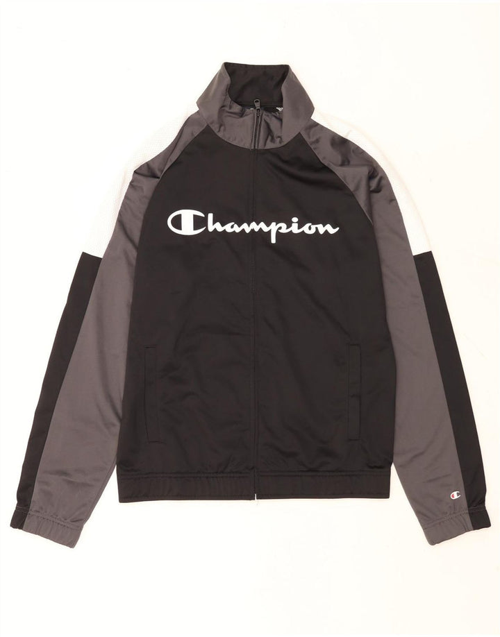 Champion Herren-Trainingsanzugoberteil mit Grafik, Mittelschwarz, Farbblock