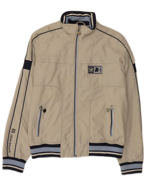 Geox Jungen-Bomberjacke mit Grafik, 11–12 Jahre, beige, Colourblock-Baumwolle