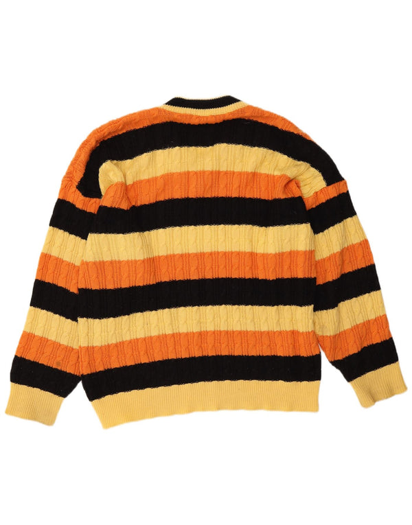 Vintage Herren Pullover mit V-Ausschnitt XL Gelb gestreift