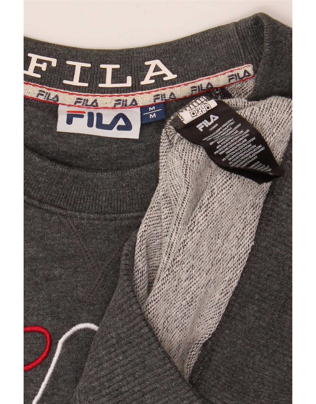 Fila Herren Grafik-Sweatshirt-Pullover aus mittelgrau gesprenkelter Baumwolle