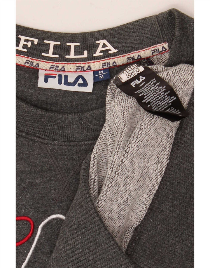 Fila Herren Grafik-Sweatshirt-Pullover aus mittelgrau gesprenkelter Baumwolle
