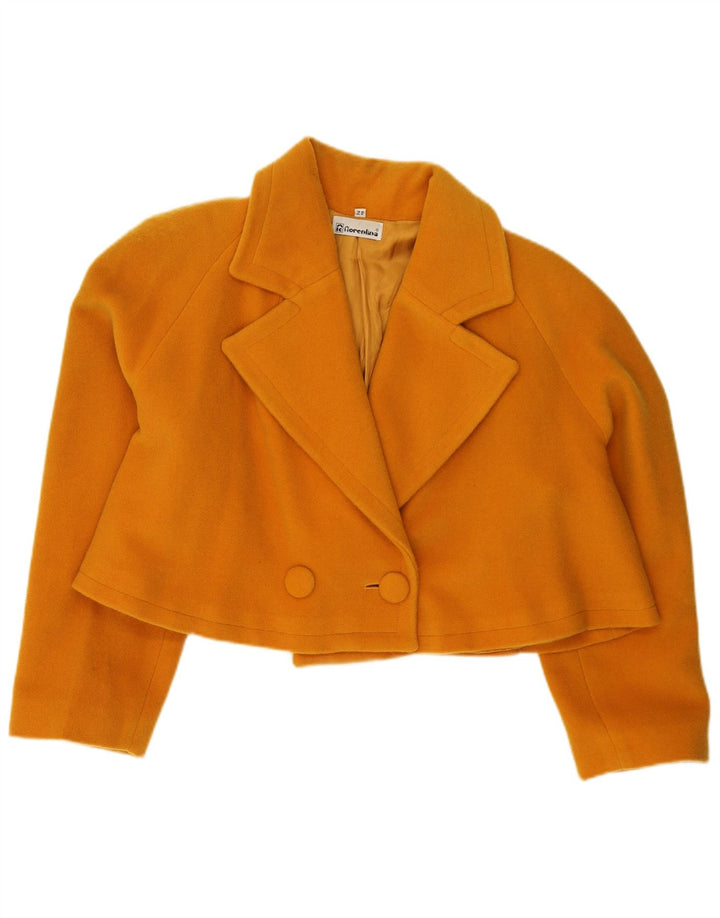 Vintage Damen Oversized Crop Blazer Jacke IT 42 Mittelgelb