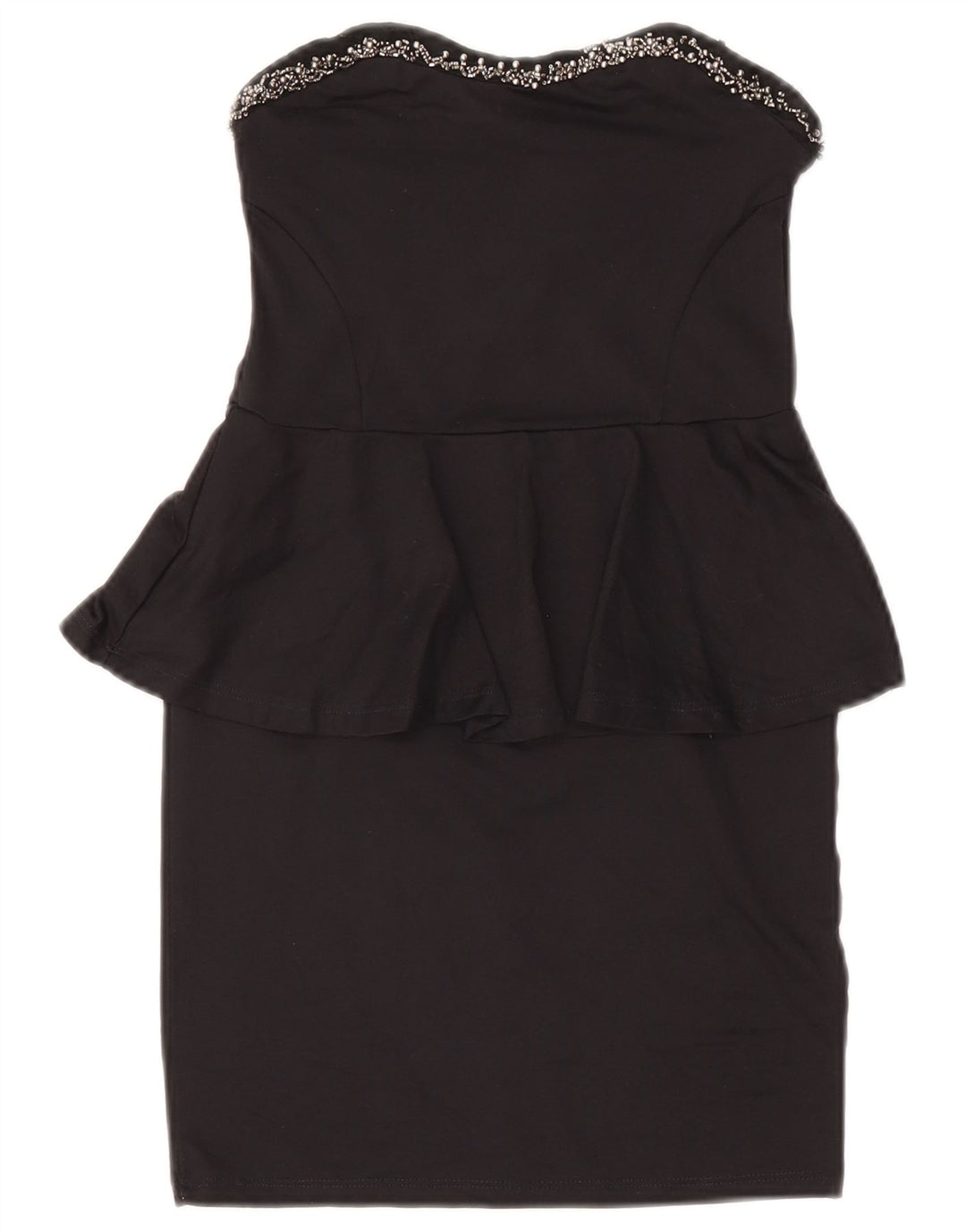 Trägerloses Schößchenkleid von Zara für Damen, UK 10, Größe S, Schwarz, Polyamid