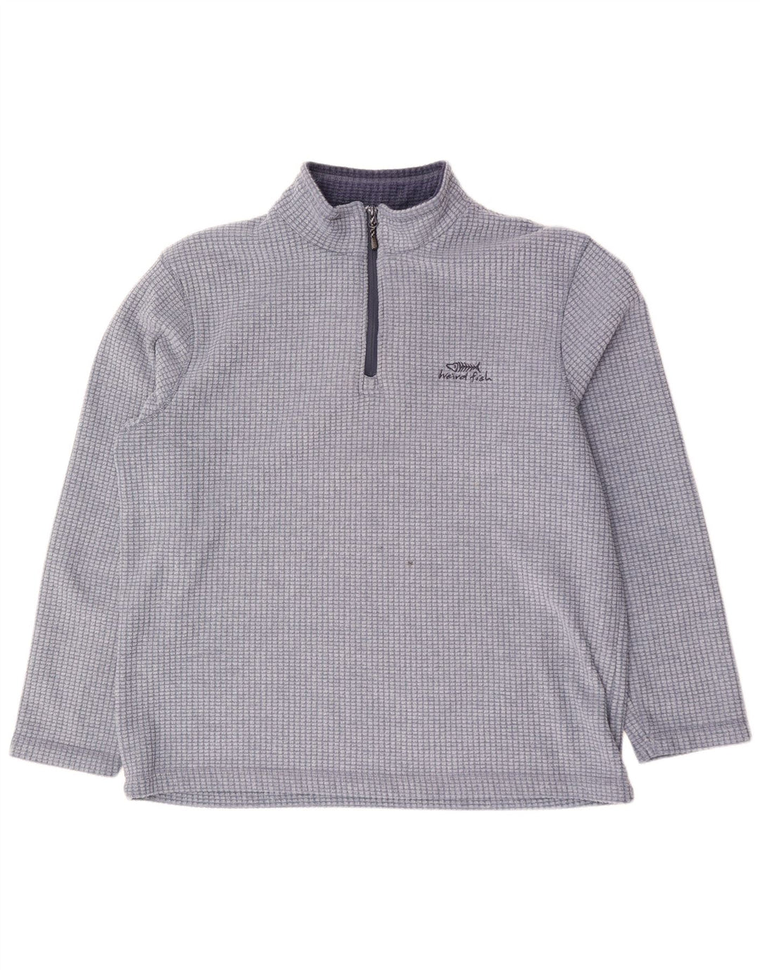 Weird Fish Herren-Fleecepullover mit Reißverschluss am Hals, 2XL, blau kariert, Polyester