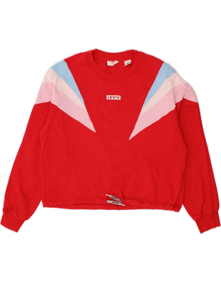 LEVI'S Damen-Pullover, übergroßer Crop-Sweatshirt, Gr. 6, XS, Rot, Farbblock