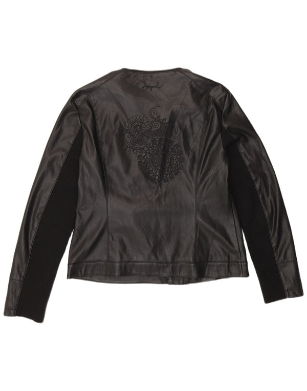 Desigual Damen Kunstleder Bikerjacke EU 46 XL Schwarz Polyurethan
