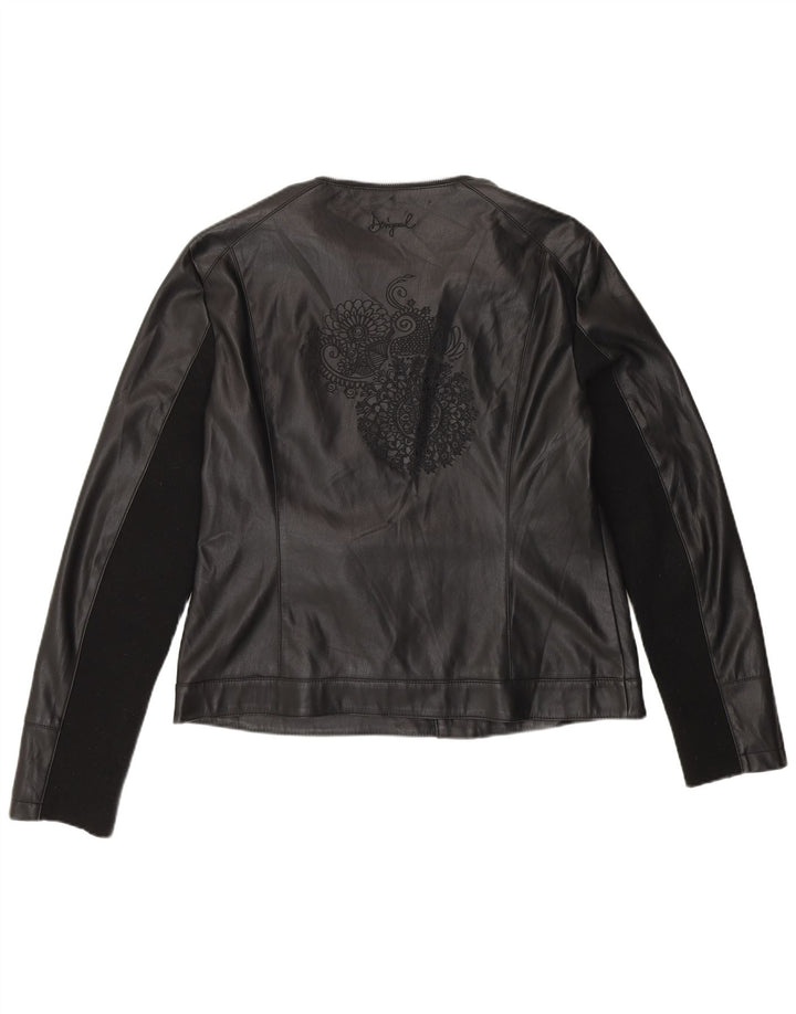 Desigual Damen Kunstleder Bikerjacke EU 46 XL Schwarz Polyurethan