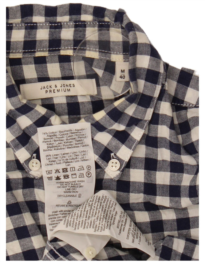 Jack & Jones Herrenhemd aus mittelblauer Gingham-Baumwolle in Marineblau