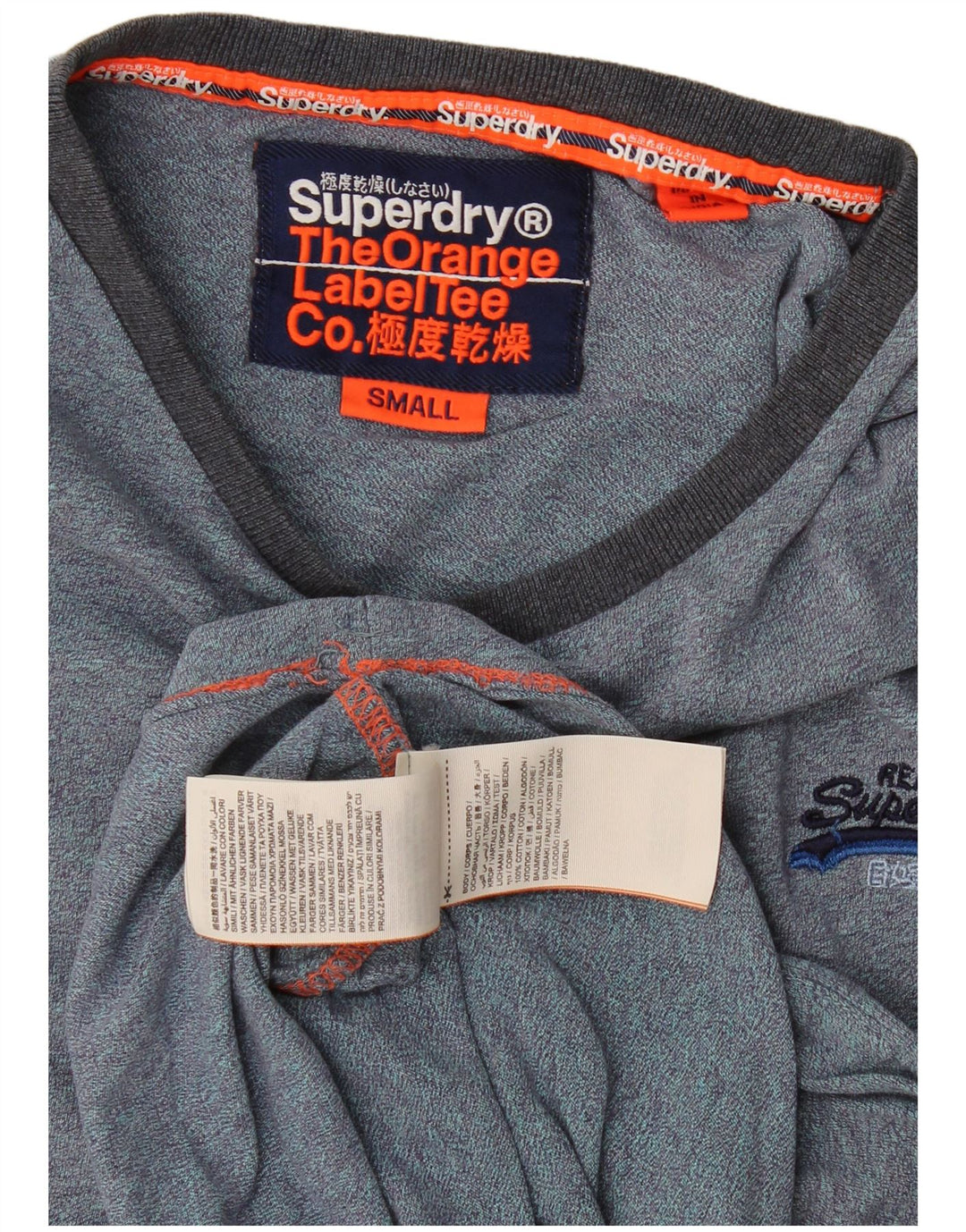 Superdry Herren T-Shirt Top Small Marineblau Baumwolle
