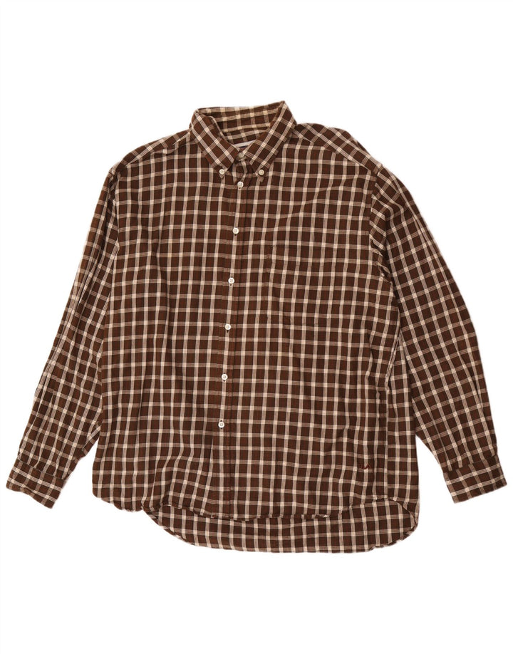 Fila Herren-Flanellhemd XL, braun kariert, Baumwolle