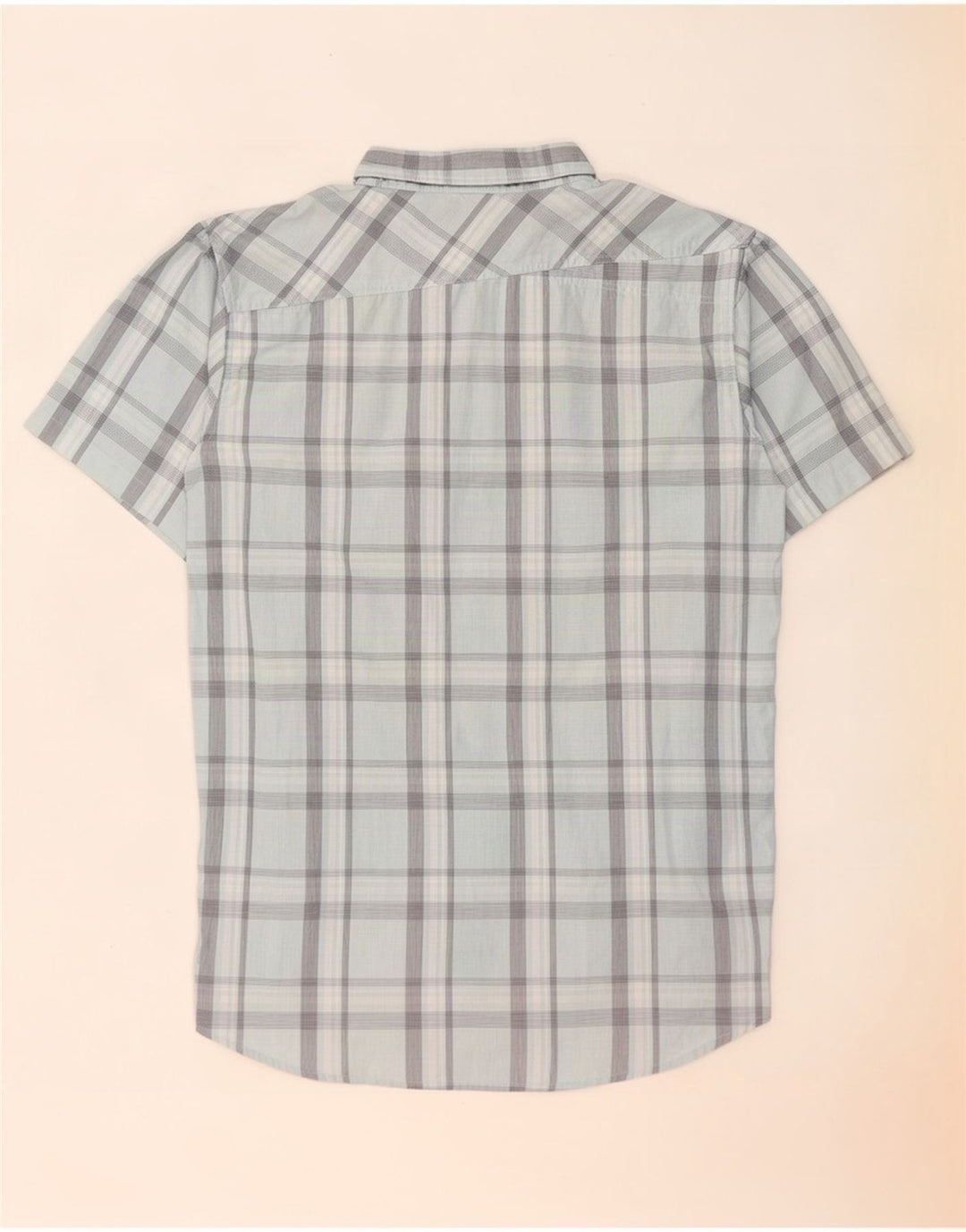 Oakley Herren-Kurzarmhemd aus mittelblau karierter Baumwolle