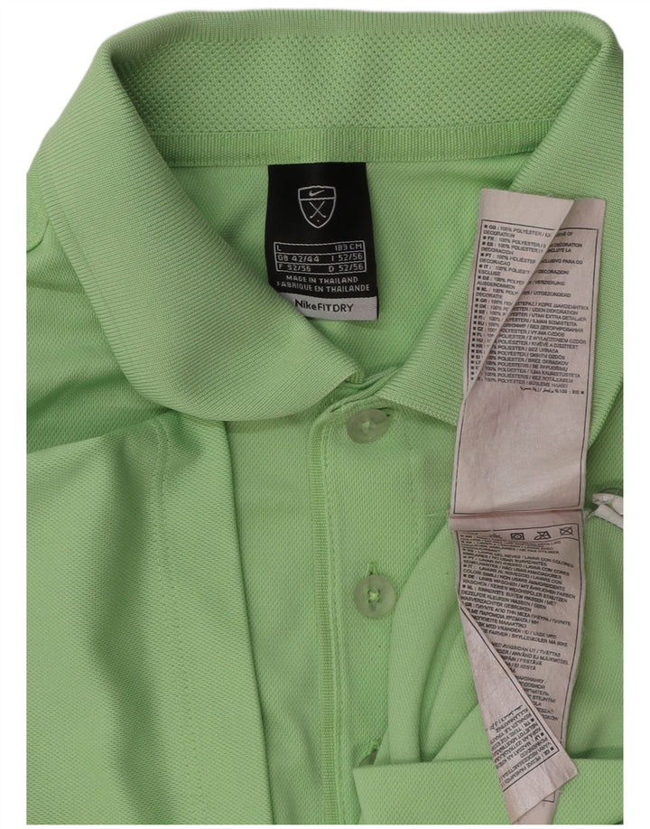 Nike Herren Poloshirt UK 42/44 Large Grün Polyester