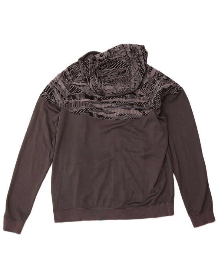 NIKE Herren-Kapuzenpullover mit Reißverschluss, groß, graue geometrische Baumwolle