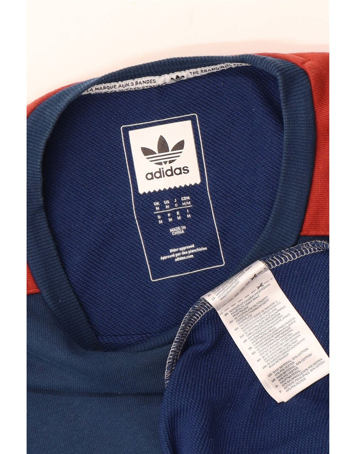 Adidas Herren-Sweatshirt, mittelgroß, marineblau, Colourblock-Baumwolle