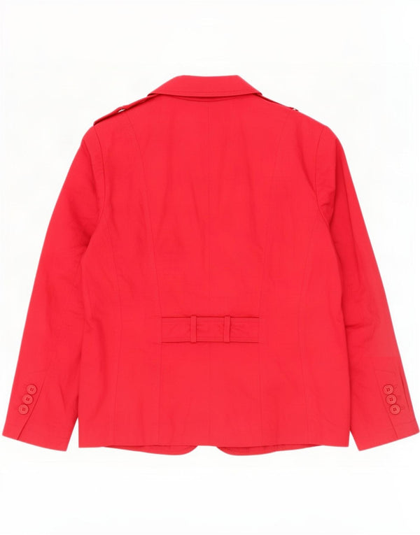 Bianca Womens Military 3 Button Blazer Jacket UK 18 XL Red Cotton