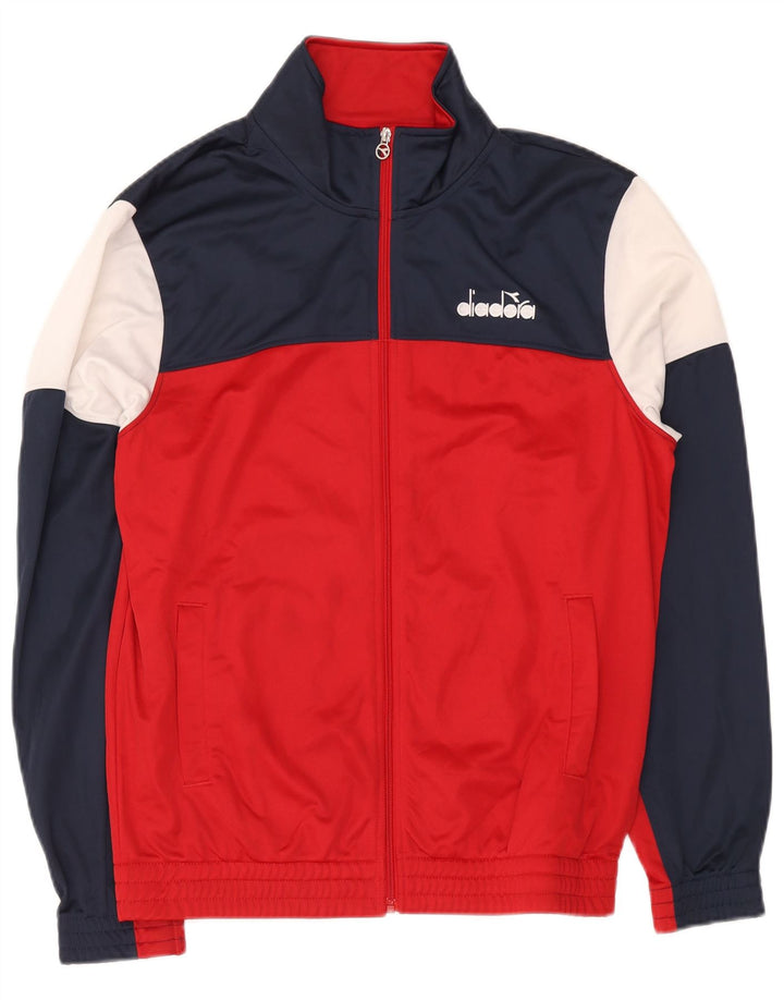 Diadora Herren-Trainingsanzug-Topjacke, großes rotes Farbblock-Polyester