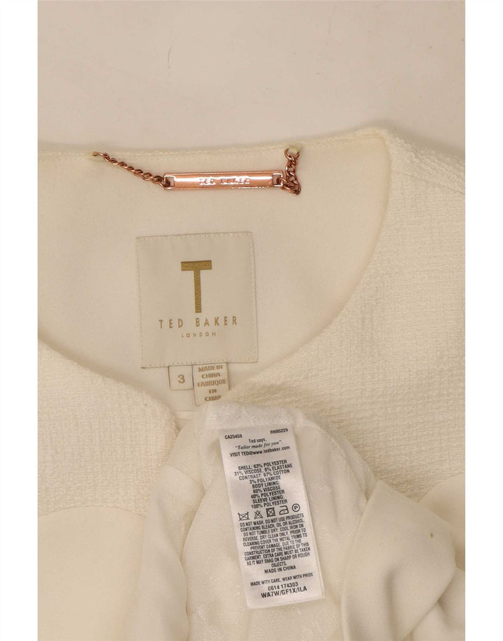 Ted Baker Damen Crop Blazer Jacke Größe 3 Mittelweißes Polyester