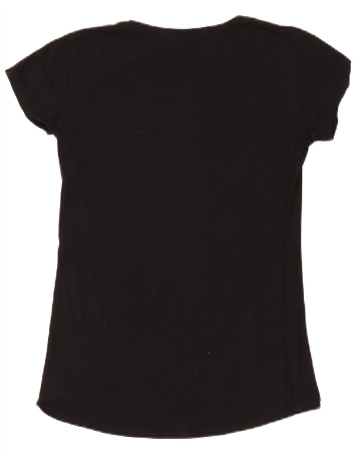 Benetton Womens Graphic T-Shirt Top UK 10 Small Schwarz