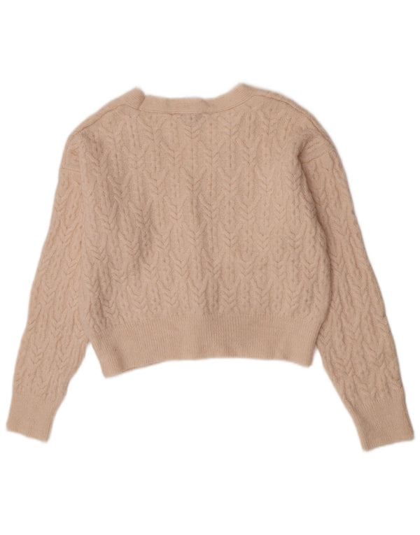 Übergroßer, bauchfreier Cardigan-Pullover für Damen von Zara, Gr. 10, Small, Beige, Acryl