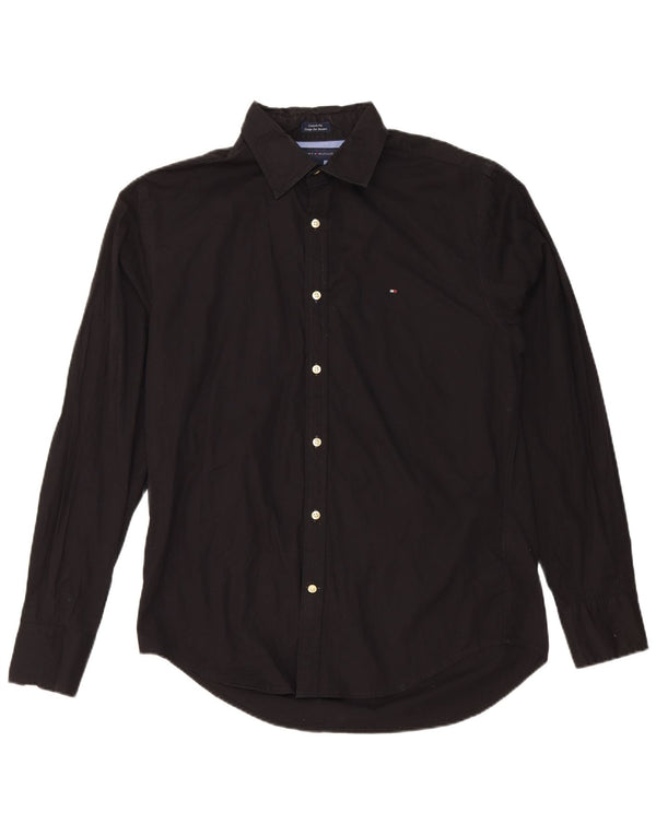 Tommy Hilfiger Herren-Hemd mit individueller Passform, mittelschwarze Baumwolle