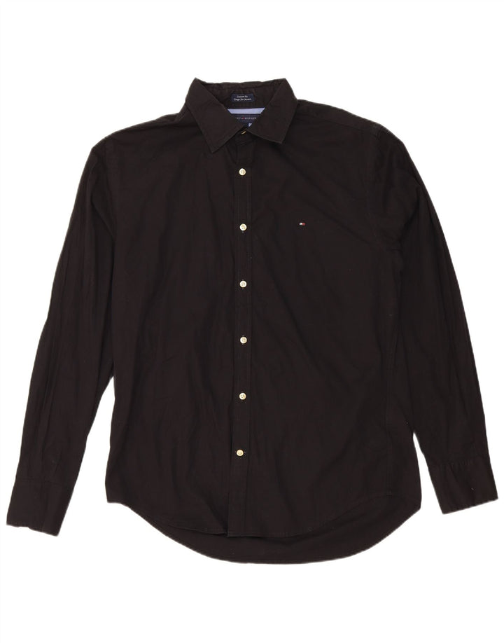 Tommy Hilfiger Herren-Hemd mit individueller Passform, mittelschwarze Baumwolle