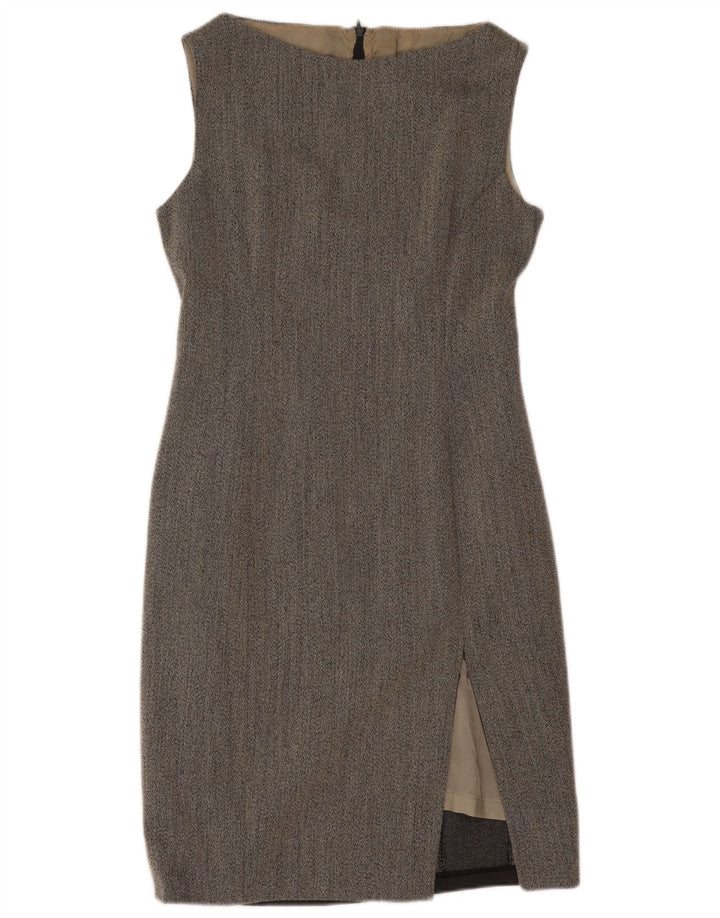 Vintage Damen Ärmelloses Etuikleid UK 12 Mittelgrau