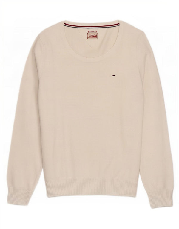 Tommy Hilfiger Damen-Pullover mit U-Boot-Ausschnitt, Gr. 12, Mittelweiß
