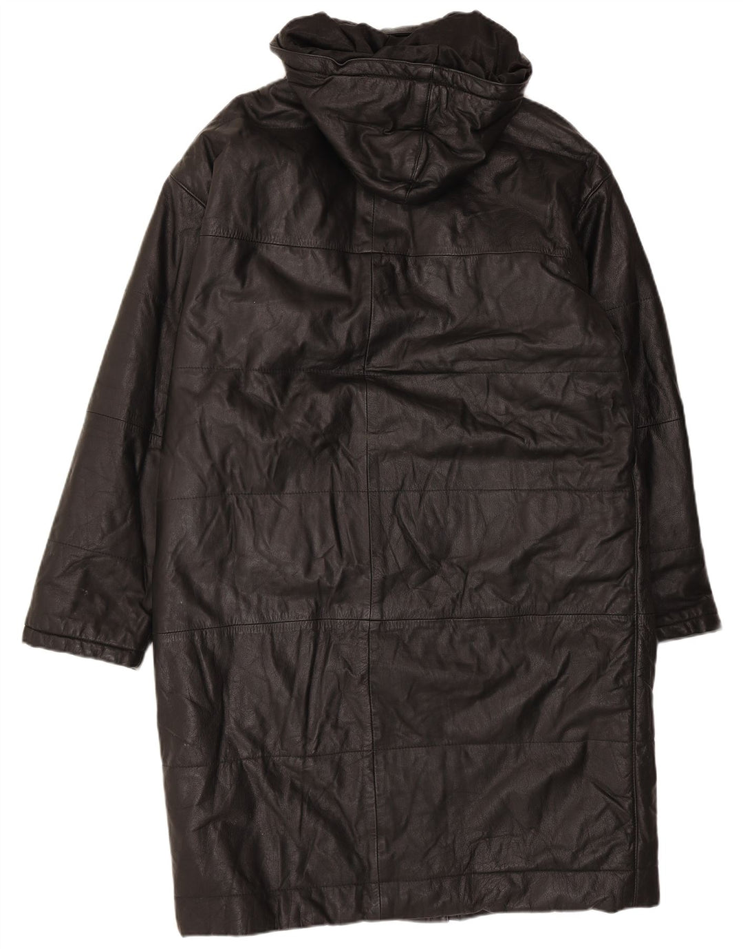Orfatti Damen Ledermantel mit Kapuze IT 48 XL Schwarz