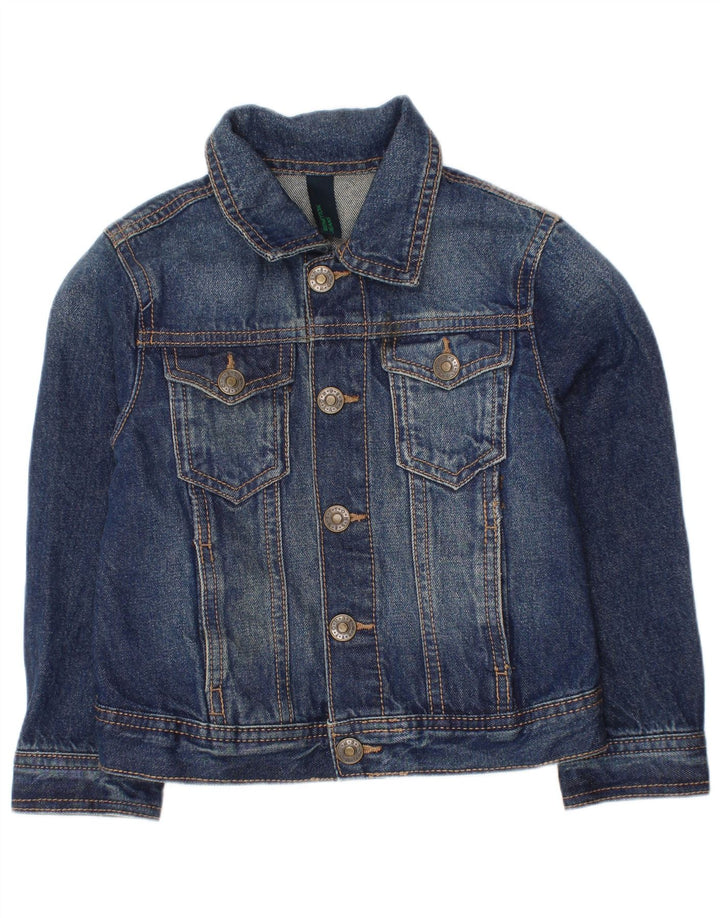 Benetton Jungen-Jeansjacke, 3–4 Jahre, 2XS, blaue Baumwolle
