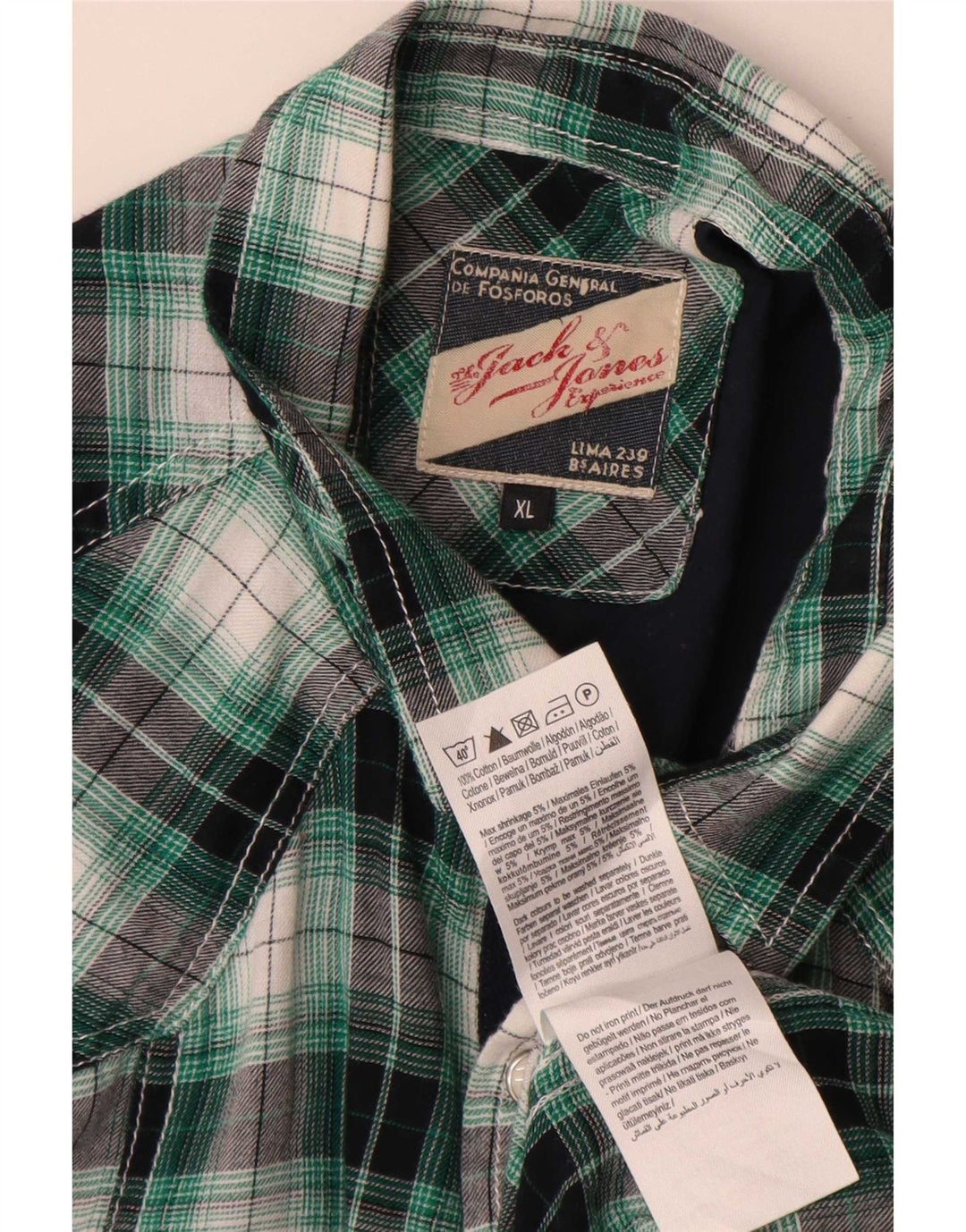 Jack & Jones Herren-Flanellhemd XL, grün kariert, Baumwolle