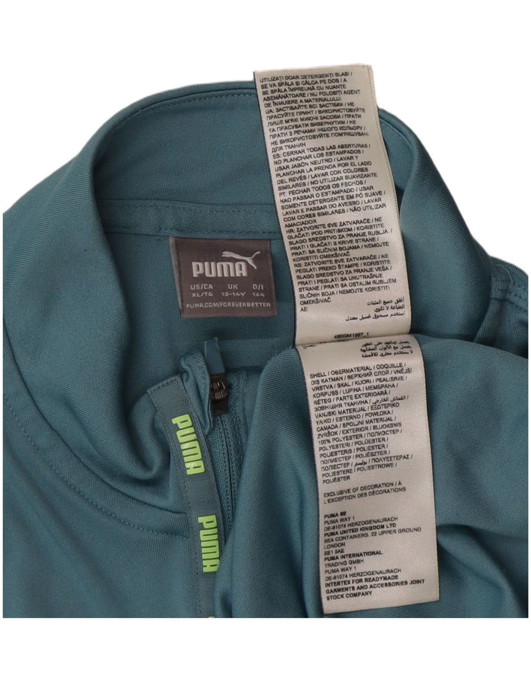 Puma Jungen-Pullover-Trainingsanzugoberteil mit Reißverschluss, 13–14 Jahre, blaues Polyester