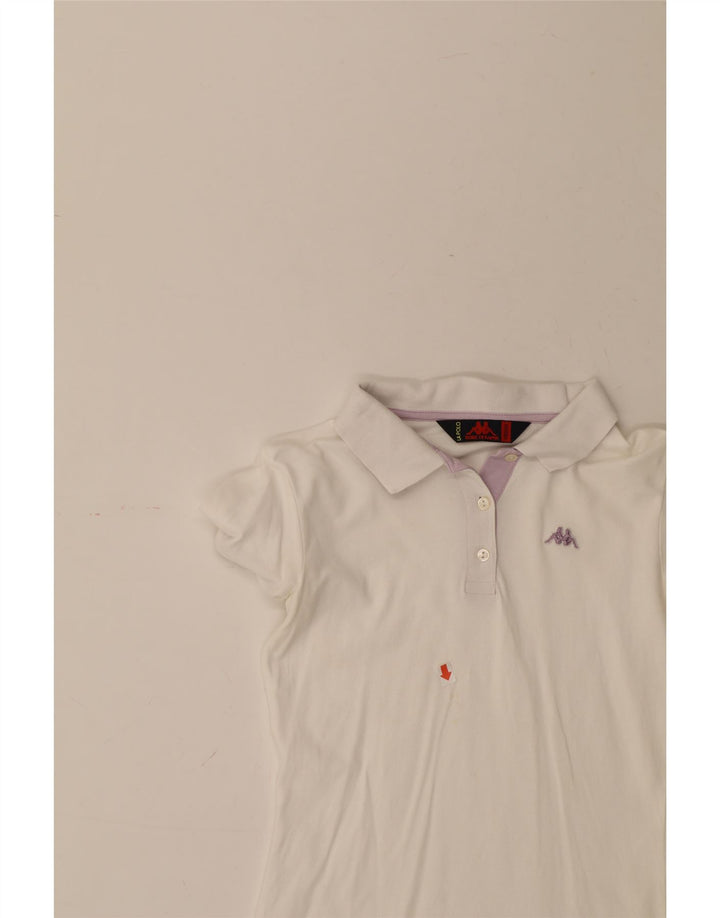 KAPPA Womens Polo Shirt UK 12 Medium White Cotton Vintage Kappa and Second-Hand Kappa from Messina Hembry 