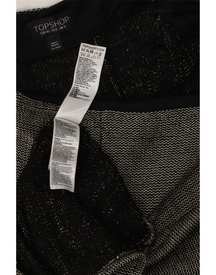 Topshop Damen Midirock UK 12 Medium W32 Schwarz Polyester