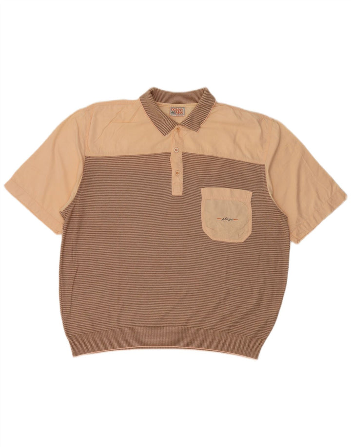 Donny & Max Herren-Poloshirt XL, braun gestreift, Baumwolle