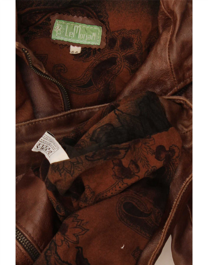 Vintage Damen Leder Racer Jacke IT 44 Mittelbraun