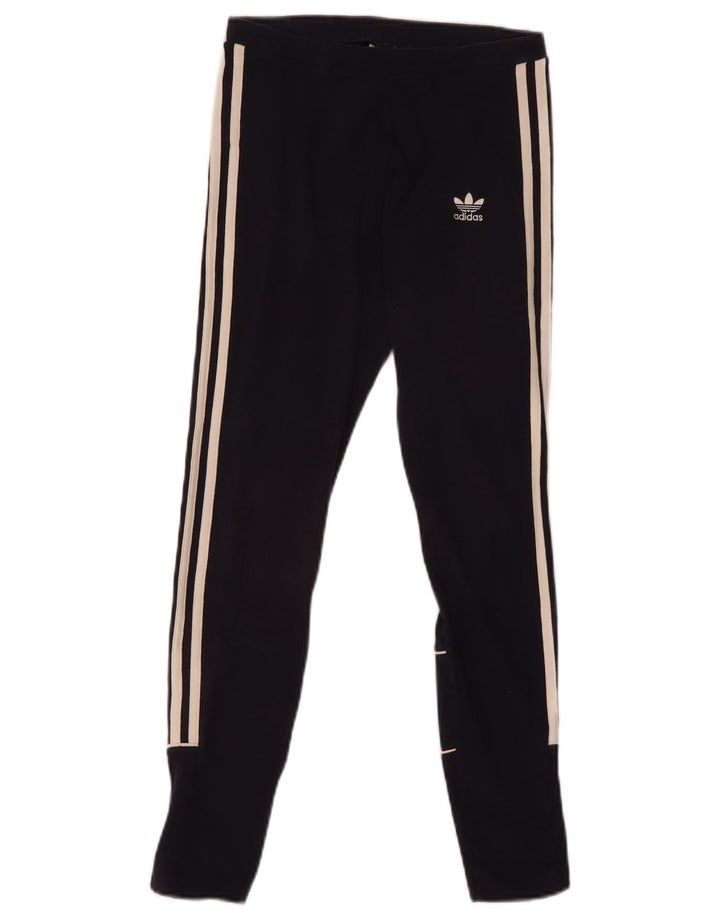 Adidas Damen Leggings UK 8 Small Marineblau Baumwolle