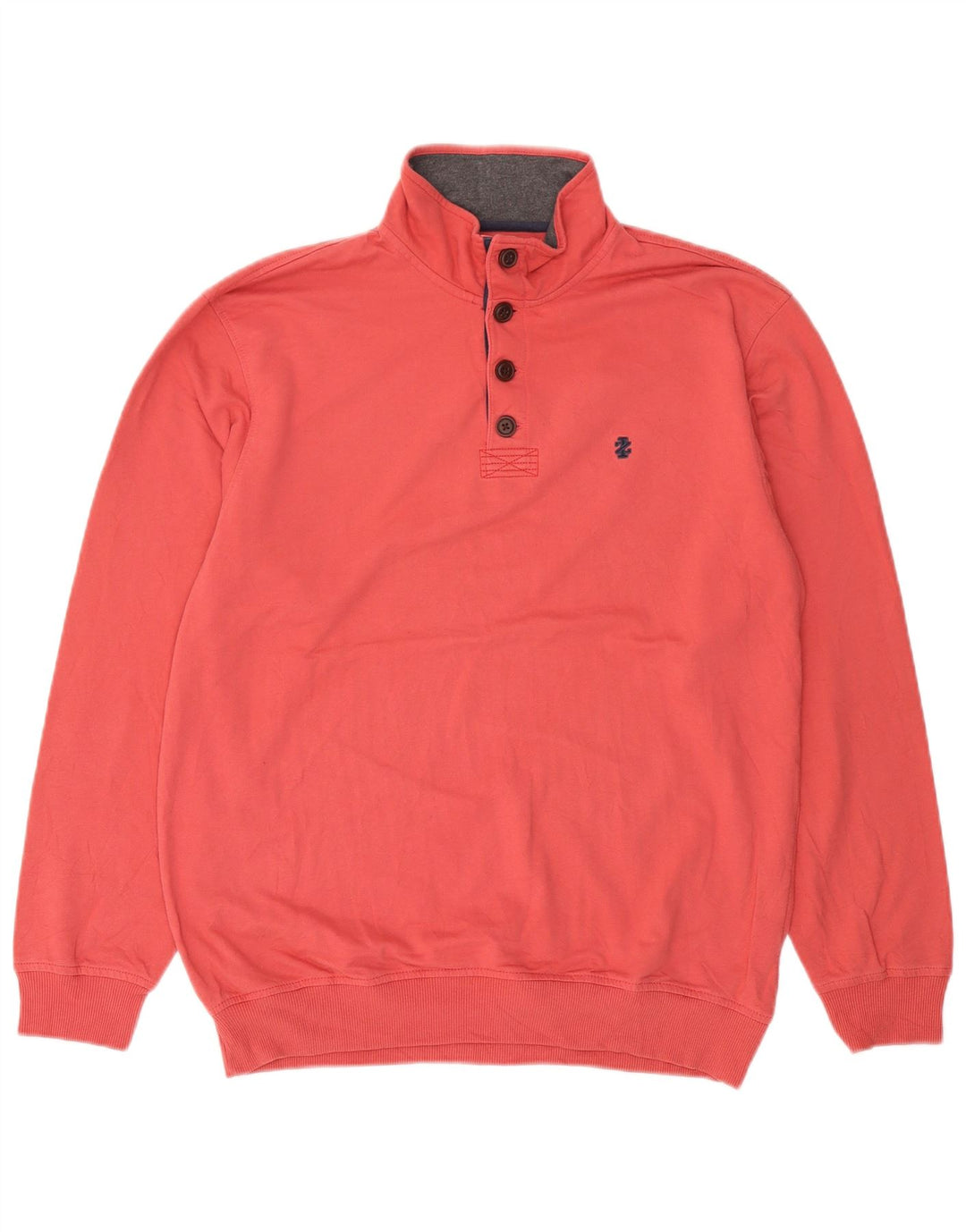 Izod Herren-Sweatshirt mit Knopfkragen, mittelrote Baumwolle