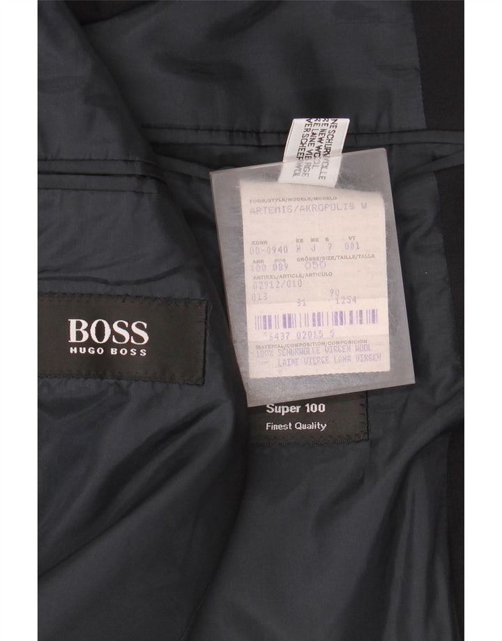 Hugo Boss Herren-Blazer mit 3 Knöpfen, EU 50, groß, schwarze Schurwolle