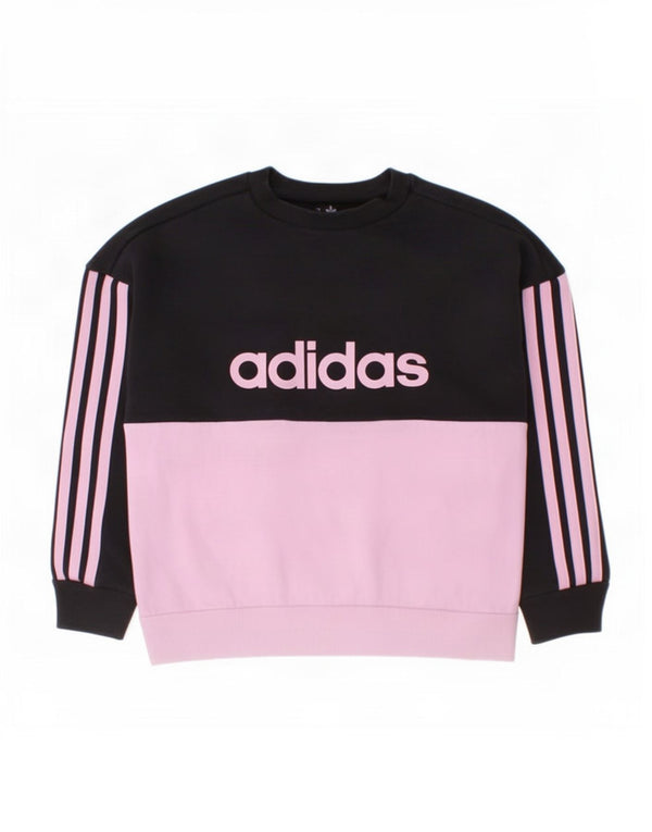 Adidas Mädchen Grafik-Sweatshirt-Pullover, 5–6 Jahre, schwarze Farbblock-Baumwolle