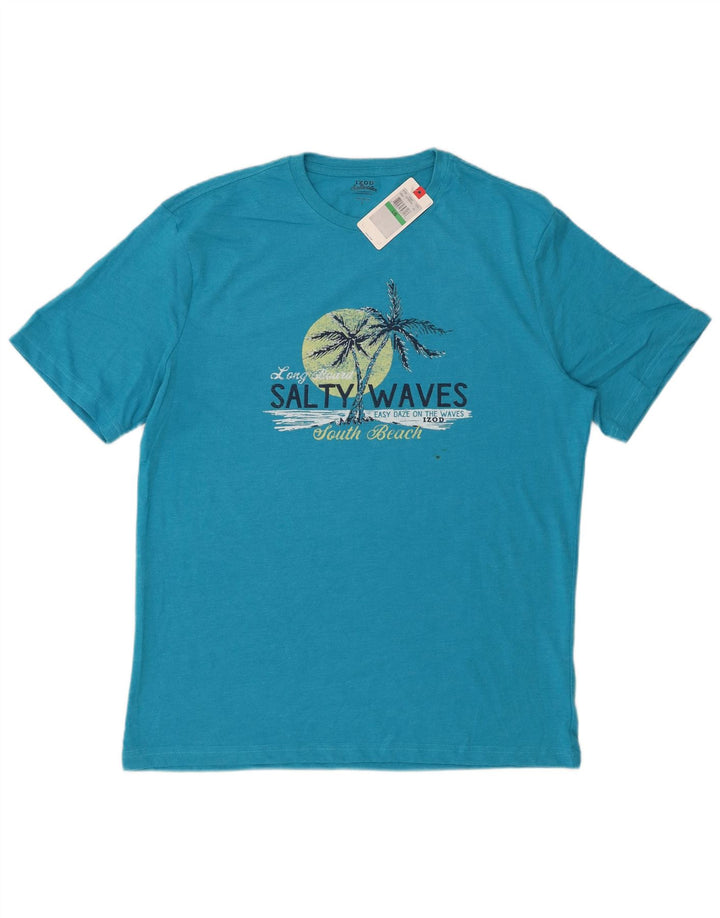 IZOD Herren-T-Shirt mit Salzwasser-Grafik, groß, aus blauer Baumwolle