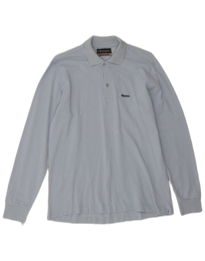 Kappa Herren-Langarm-Poloshirt aus mittelblauer Baumwolle